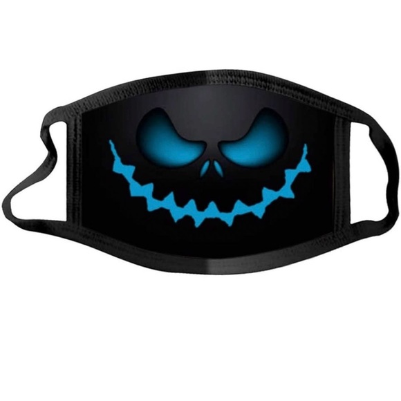 Blue Carved Pumpkin Hallwoween Face Mask New - Picture 2 of 3
